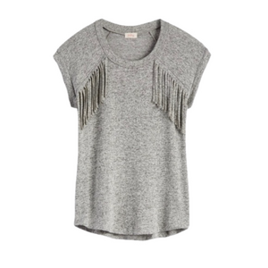 Stitch Fix Pixely XS grey fringe raglan top